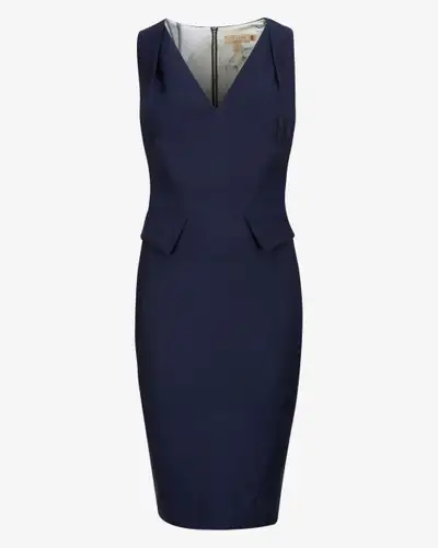 New, nobody worn this dress Size 2 US = Ted Baker’s size 1 Ted Baker Tailored Navy Dress with side f...