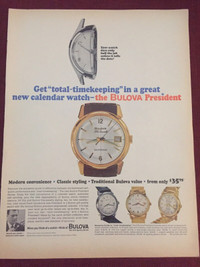 1964 Bulova President and Other Watches Original Ad