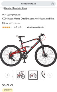  Bicycle 26” CCM Dual Suspension 