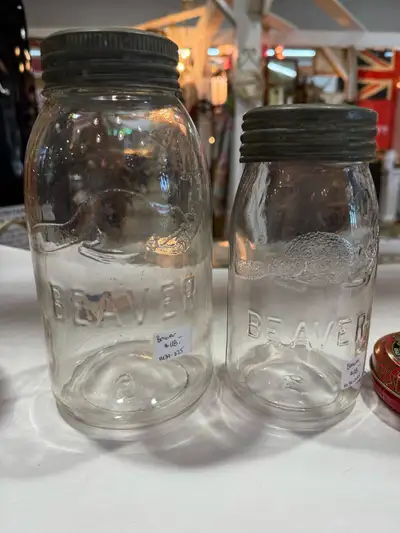 vintage glass beaver jars , View more