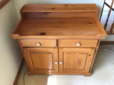 Vintage Pine Farmhouse Dry Sink Cabinet with Drawers, View more