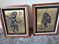 Ornate, metal , framed Mayan pictures