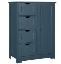 Freestanding Linen Cabinet with Shelves and Drawers