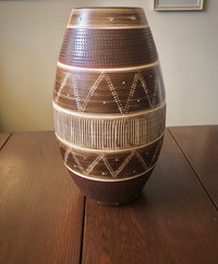Large Vintage Ceramic Germany Pottery Vase Decor Display Brown D