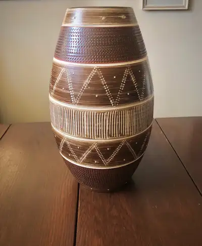 Large Vintage Ceramic Germany Pottery Vase Decor Display Brown D, View more
