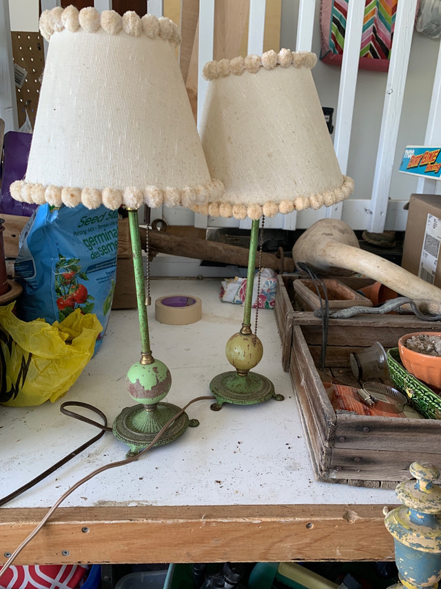 Antique wood and brass bedside lamps in Indoor Lighting & Fans in Trenton