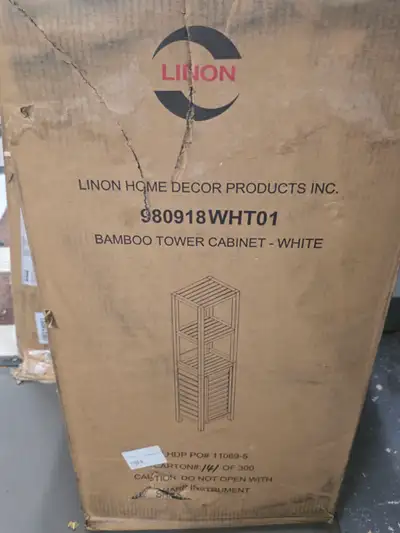 Linon Home Decor Products Bamboo Tower Cabinet- White, View more