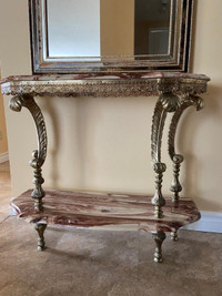 Marble table with mirror