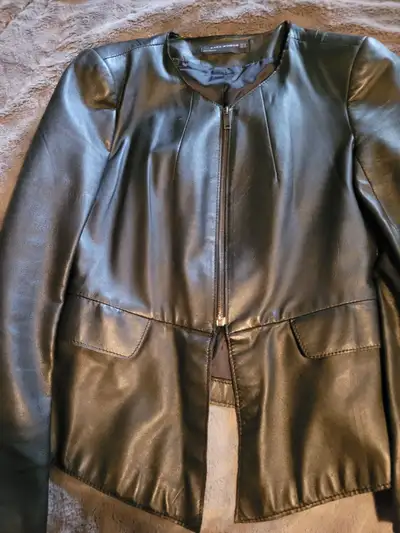 Veste cuir  noire femme Zara moyen, View more