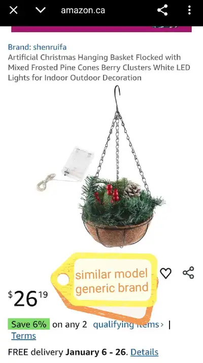Hanging Christmas Basket (Set of 2), View more