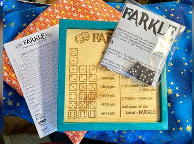 Offering A Handcrafted FARKLE Game for sale! Comes with: Handcrafted Wooden Game Board, six dice, ga...