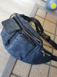 Carolina Herrera black leather pouch bag