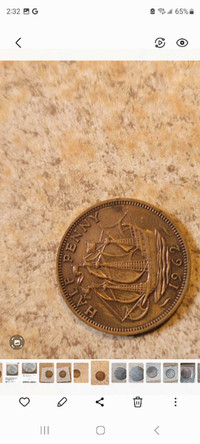 BRITISH 1962 HALF PENNY. 1962 SHIP HALF PENNY.