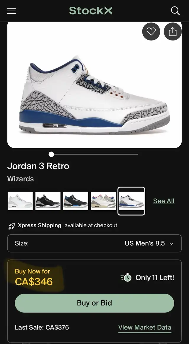 *D/S* Air Jordan (Retro) 3 - Wizards in Men's Shoes in City of Toronto - Image 3