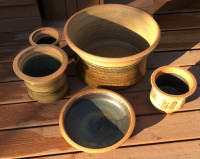 HAND THROWN CUSTOM STONEWARE POTS - SET OF 5