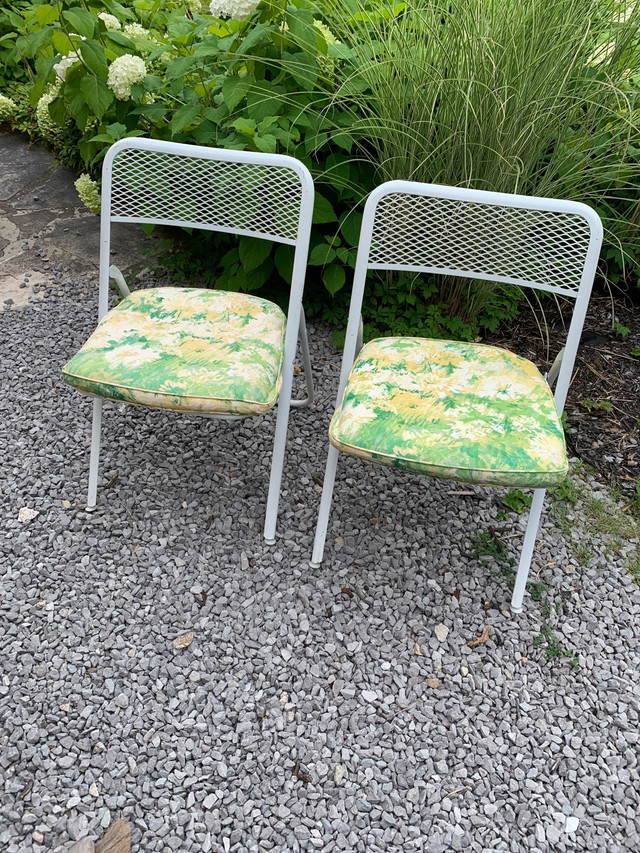 Folding steel white patio chairs.  in Patio & Garden Furniture in Peterborough