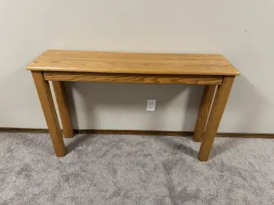 Solid Oak Sofa table From Amber’s Oak Calgary - 47.5” wide x 11.75” deep x 30” tall - excellent cond...