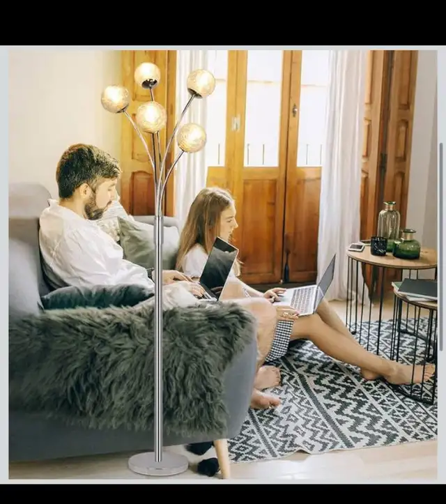 Modern Globe LED Floor Lamps for Living Room-DLLT Standing Lamps in Indoor Lighting & Fans in Hamilton - Image 3