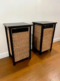 Wood & Rattan Side tables - can deliver