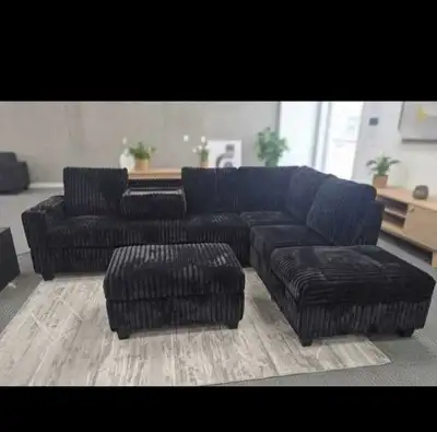 Black Corduroy Sectional Sofa, View more