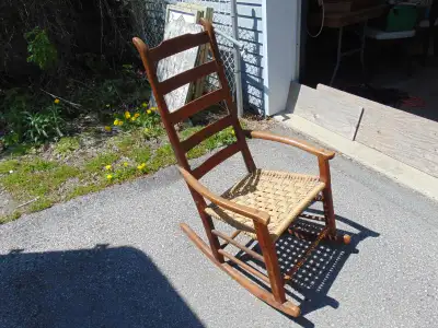 Refinished some time ago seat was redone very early great display item oak CALLING BEST WAY TO CONTA...