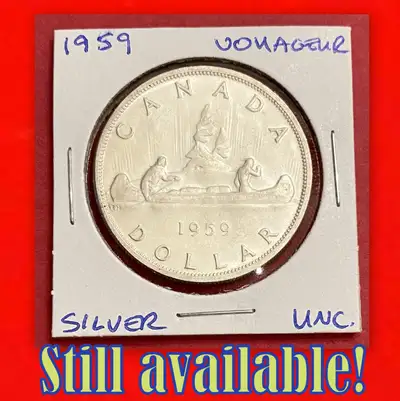 Incredible 1959 Canada Uncirculated Silver $1 Dollar Coin!, View more