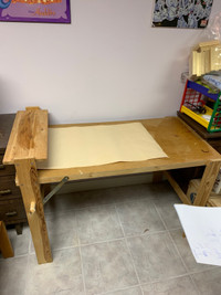 Wooden Craft Table with roller and 2Big Rolls of paper