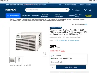 climatiseur de fenêtre à vendre., View more