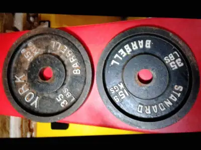 Call or text if serious about pickup 647.425.8678 Scarborough 2 inch hole Olympic weights. 2x 35 lbs...