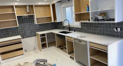 Installed a sleek and modern backsplash with clean lines and glossy finish. Perfect for elevating an...