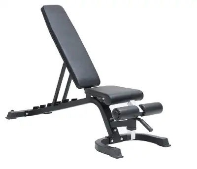 "FIT 505" weight bench. Very sturdy. Gym quality. Easily transitions from incline to flat to decline...