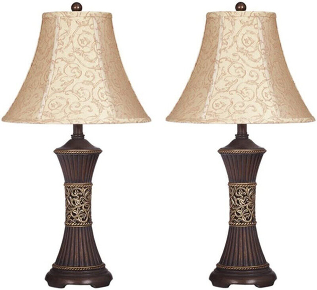 (NEW) Ashley Mariana Poly Table Lamp 2 Traditional Antique Brown in Indoor Lighting & Fans in City of Toronto