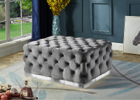 RECTANGULAR OTTOMAN IN GREY /BLACK AND STAINLESS STEEL BASE...