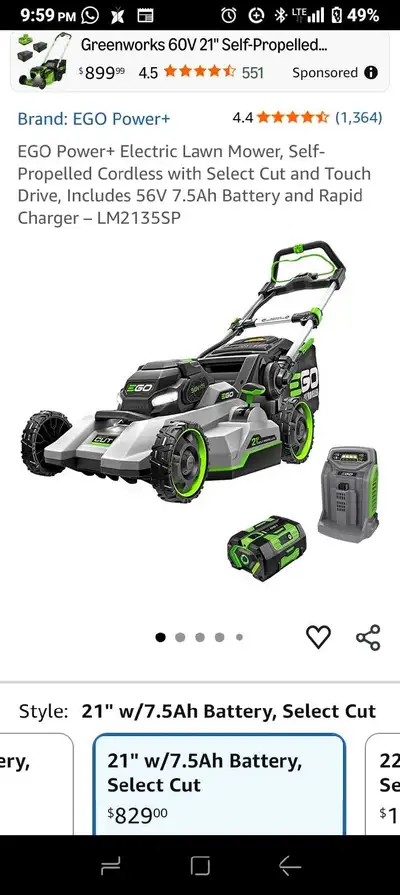 ego self propelled lawnmower, View more