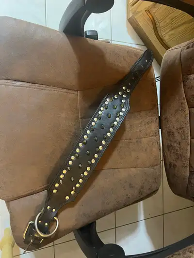 NEW LARGE PURE LEATHER SPIKED DOG COLLAR!, View more