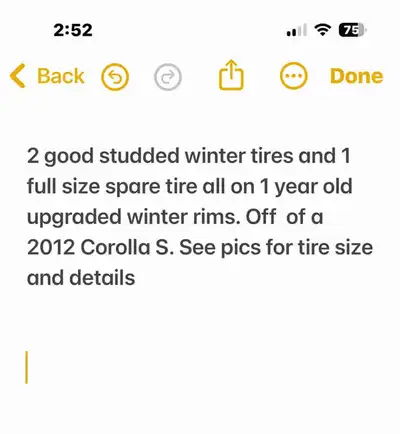 195/65 R15/95T Extra Load Studded tires x 2 and Extra spare tire on rim