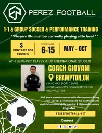 1-1 Soccer & Performance Training for Youth ages 6-15