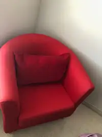 Upholstered red fabric chair 