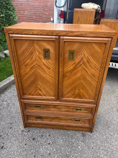 Free delivery used Vintage Wooden Armoire with Drawers, View more