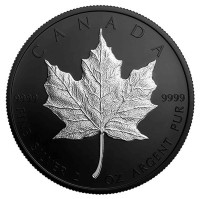 2019 Canada 2 oz Pure Silver Maple Leaf Coin - Rhodium Plated