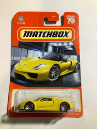 Matchbox Yellow Porsche 918 Spyder Diecast sports race car