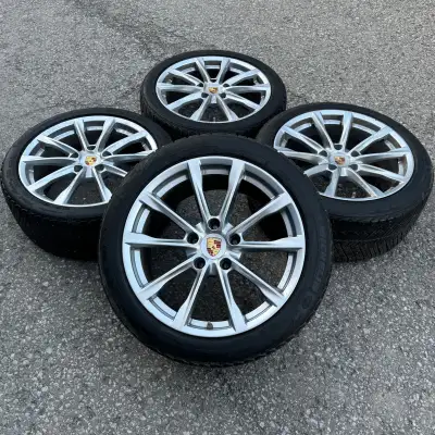 Boxster S 19" Staggered Porsche 718 Original (2024) High Gloss Silver Rims with TPMS and Michelin Pi...