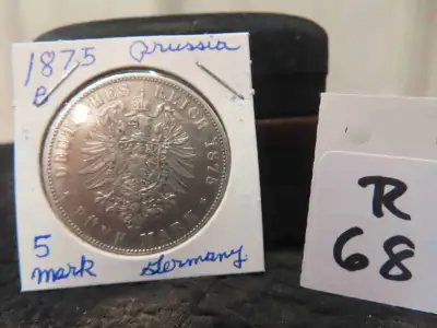 1875 B Germany 5 Mark 90% Silver 27.7Grams, View more