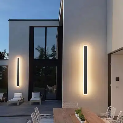 Modern LED Outdoor Sconce - 39.4" Black Wall Light, 2-Pack, 30W,, View more