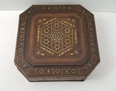 Vintage Arabian / Moroccan / North African / Middle Eastern / Syrian handmade 8-sided octagonal wood...