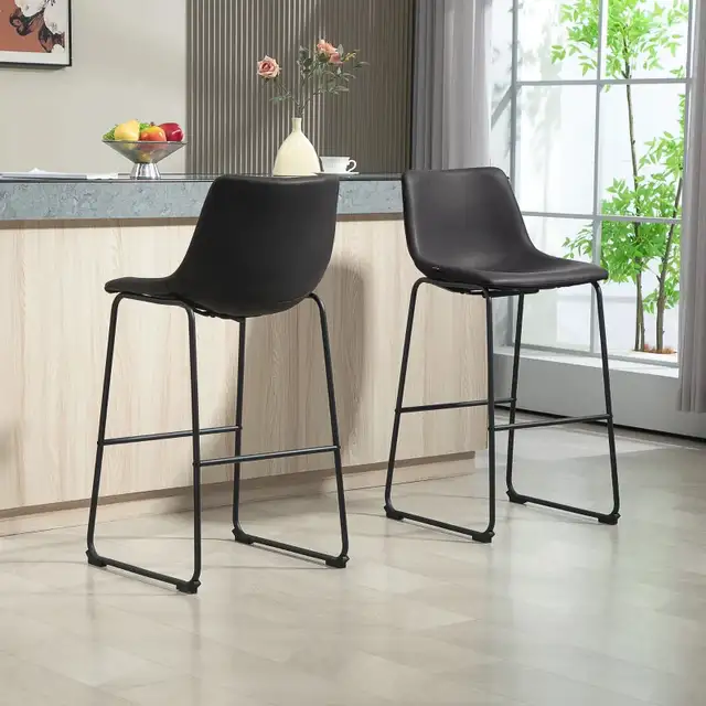 Bar Height Bar Stool, Vintage PU Leather Bar Chairs, Ki in Chairs & Recliners in Markham / York Region - Image 6
