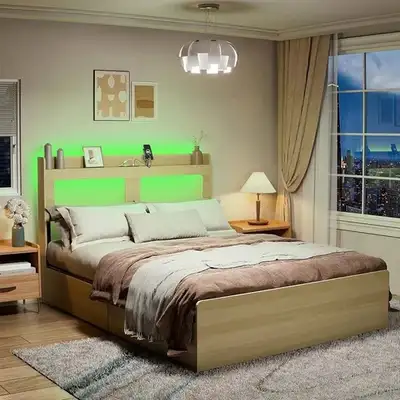 Brand New Queen Size Bed Frame with Headboard 4-Drawer $199, View more