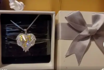 * New Aurora Borealis Heart & Wing Necklace with Swarovski Crystals. Authentic Swarovski Crystals Le...