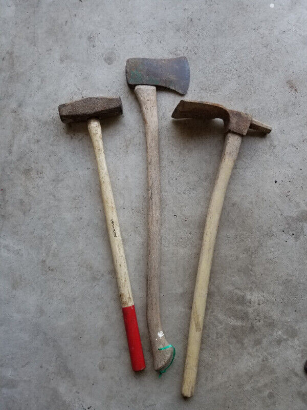 Vintage set of old tools.  Adze, sledge hammer and axe in Arts & Collectibles in Hamilton