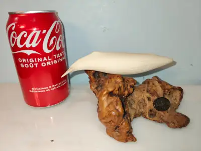 Vintage John Perry USA made pellucid whale burl wood sculpture, View more